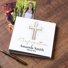 Personalised Confirmation Photo Album Gift With Silver Cross