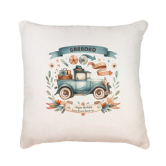 Personalised Grandad Filled Cushion Pillow Gift With Vintage Car