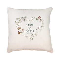 Personalised Wedding Day Cushion Pillow Gift With Watercolour Floral Heart
