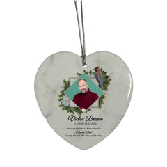 Large Hanging Ceramic Heart Christmas Memorial Decoration-Dad