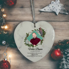 Large Hanging Ceramic Heart Christmas Memorial Decoration-Dad