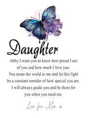 Personalised Daughter Gift Beautiful Night Lamp With Wood Base and Sentiment