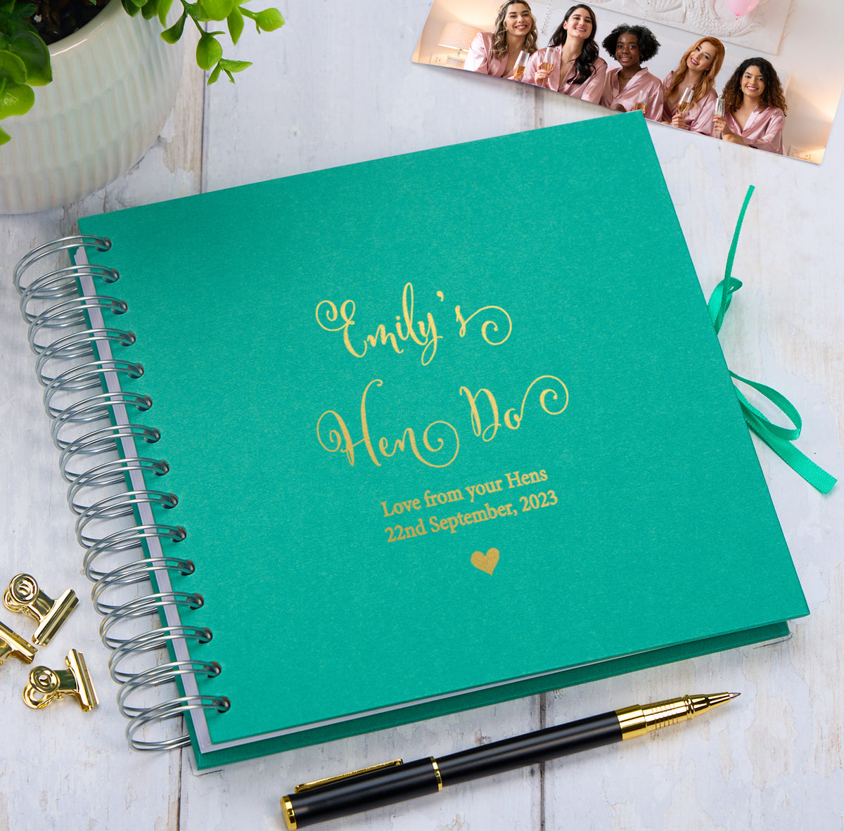 Personalised Elegant Multiple Colour Hen Do Guest Book Scrapbook or Photo Album Scrapbook ukgiftstoreonline Emerald Green
