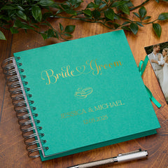 Custom Bride & Groom Guest Book, Personalised Scrapbook Album Memory Book Gift Ring Design Keepsake Album