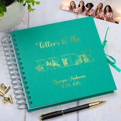 Custom Letters to the Bride Guest Book, Personalised Bridal Shower Scrapbook, Floral Letters Bride-to-Be Gift Keepsake Album