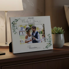 Personalised Wedding Day Photo Frame Gift With Eucalyptus Leaves