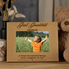 Personalised Great Grandchild Wooden Photo Frame Gift