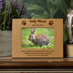Personalised Sadly Missed Rabbit Remembrance Memorial Wooden Photo Frame