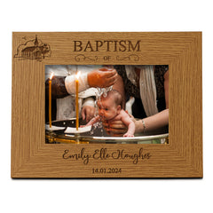 Personalised Baptism Day Photo Picture Frame Landscape With Church Sketch