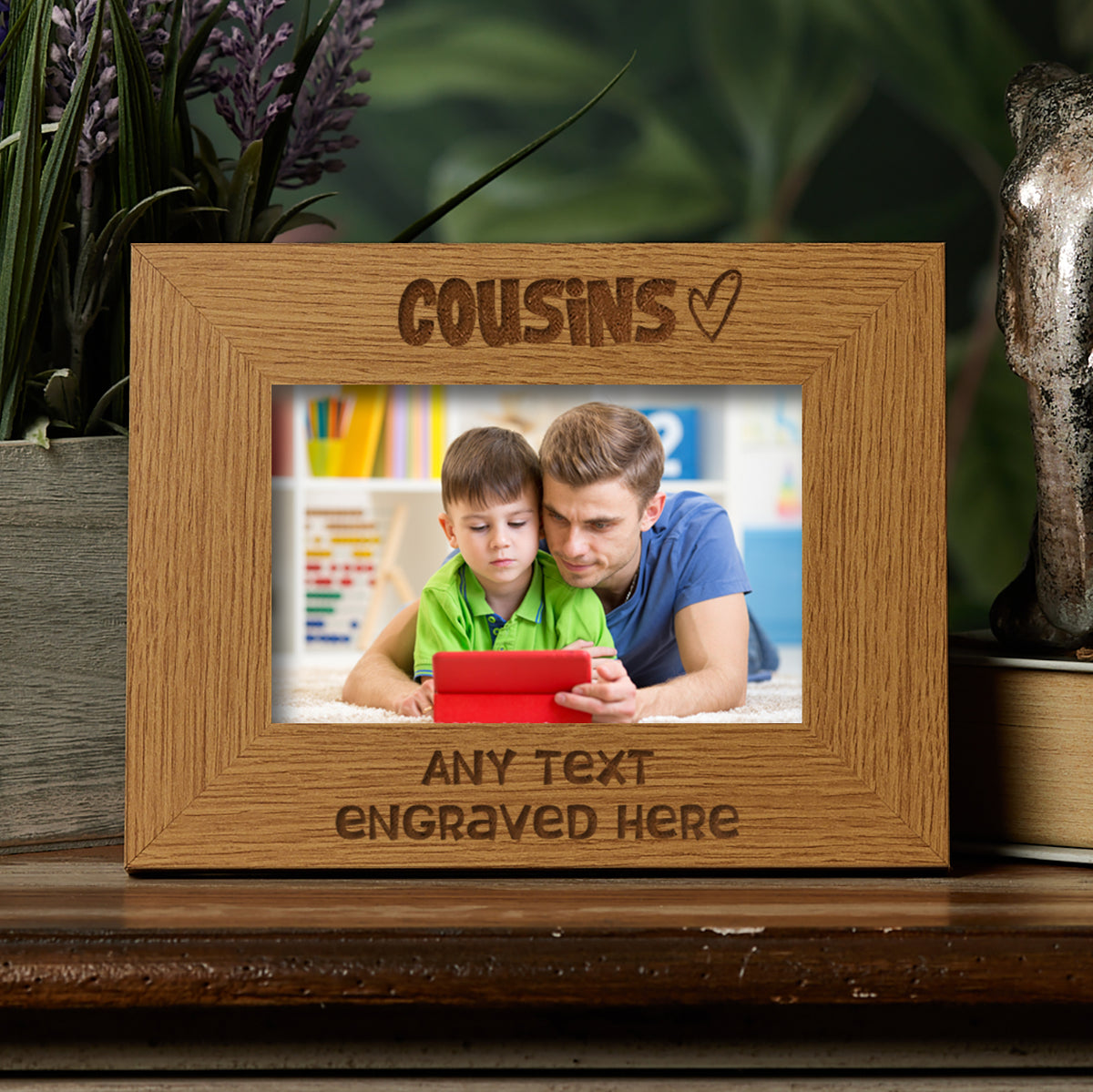 Personalised Cousin Picture Photo Frame Heart Gift