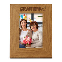 Oak Grandma Picture Photo Frame Heart Gift Portrait