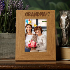 Oak Grandma Picture Photo Frame Heart Gift Portrait