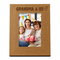 Oak Grandma and Us Picture Photo Frame Heart Gift Portrait