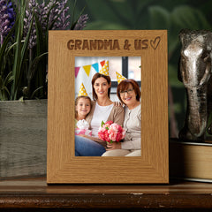 Oak Grandma and Us Picture Photo Frame Heart Gift Portrait