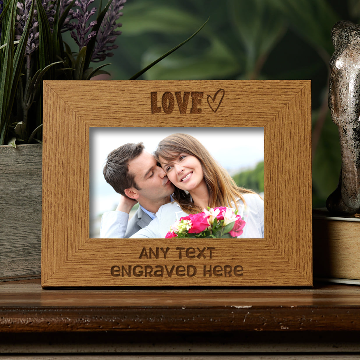 Oak Personalised Love Picture Photo Frame Heart Gift