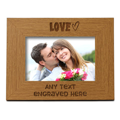 Oak Personalised Love Picture Photo Frame Heart Gift