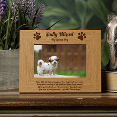 Sadly Missed Dog Remembrance Memorial Wooden Photo Frame Gift