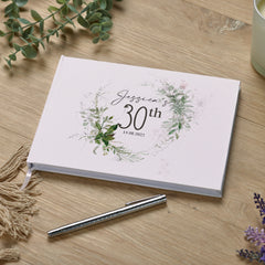 Personalised 30th Birthday Gift Guest Book with Botanical Design