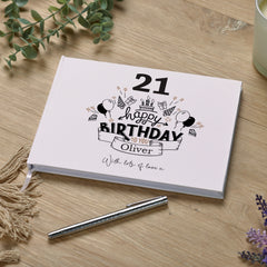 Personalised Any Age Birthday Guest book Hard Cover 80 Pages 18th,21st, 30th, 40th