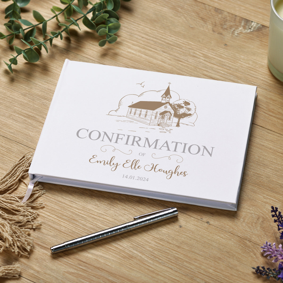 Personalised Confirmation Guest Book With Church