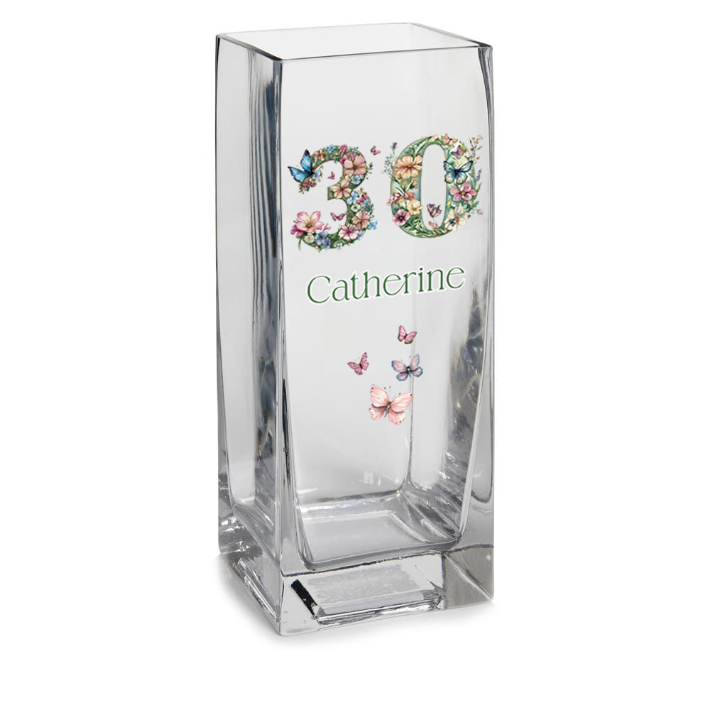 Personalised 30th Birthday Flower Vase Gift Present With Floral Numbers Personalised Flower Vase ukgiftstoreonline
