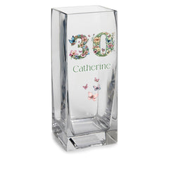 Personalised 30th Birthday Flower Vase Gift Present With Floral Numbers Personalised Flower Vase ukgiftstoreonline