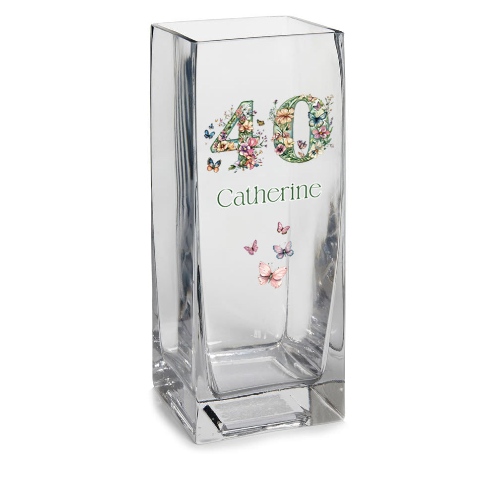 Personalised 40th Birthday Flower Vase Gift Present With Floral Numbers Personalised Flower Vase ukgiftstoreonline