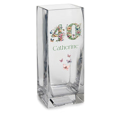 Personalised 40th Birthday Flower Vase Gift Present With Floral Numbers Personalised Flower Vase ukgiftstoreonline