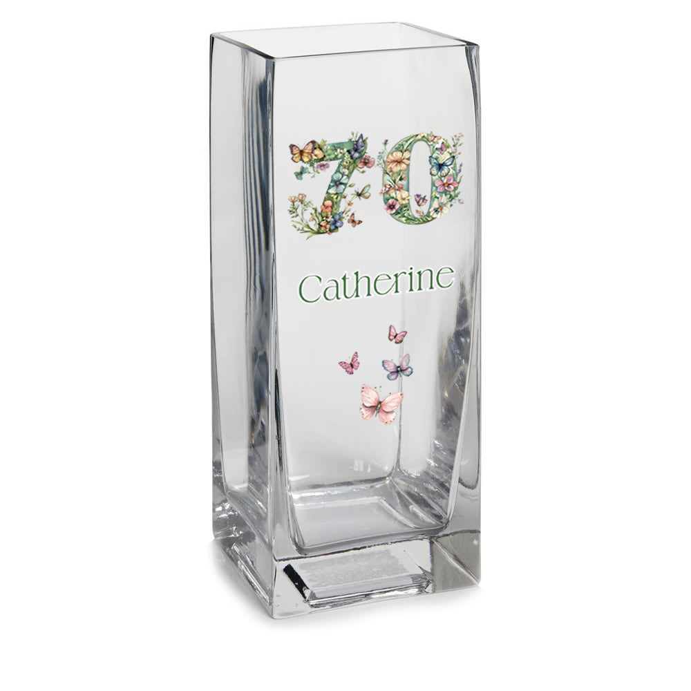 Personalised 70th Birthday Flower Vase Gift Present With Floral Numbers Personalised Flower Vase ukgiftstoreonline