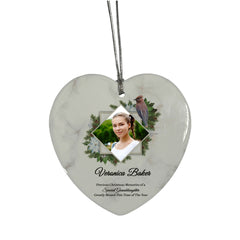 Large Hanging Ceramic Heart Christmas Memorial Decoration-Granddaughter