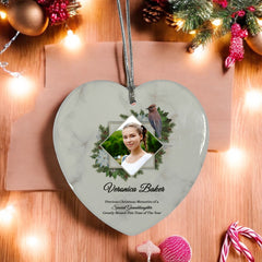 Large Hanging Ceramic Heart Christmas Memorial Decoration-Granddaughter