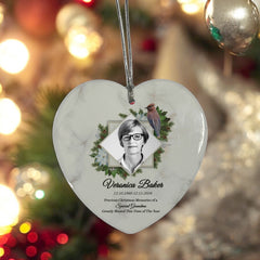 Large Hanging Ceramic Heart Christmas Memorial Decoration-Grandma