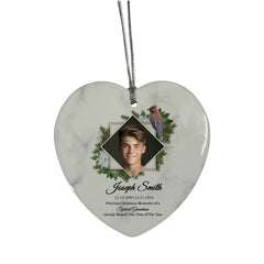 Large Hanging Ceramic Heart Christmas Memorial Decoration-Grandson