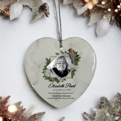Large Hanging Ceramic Heart Christmas Memorial Decoration-Great Grandma