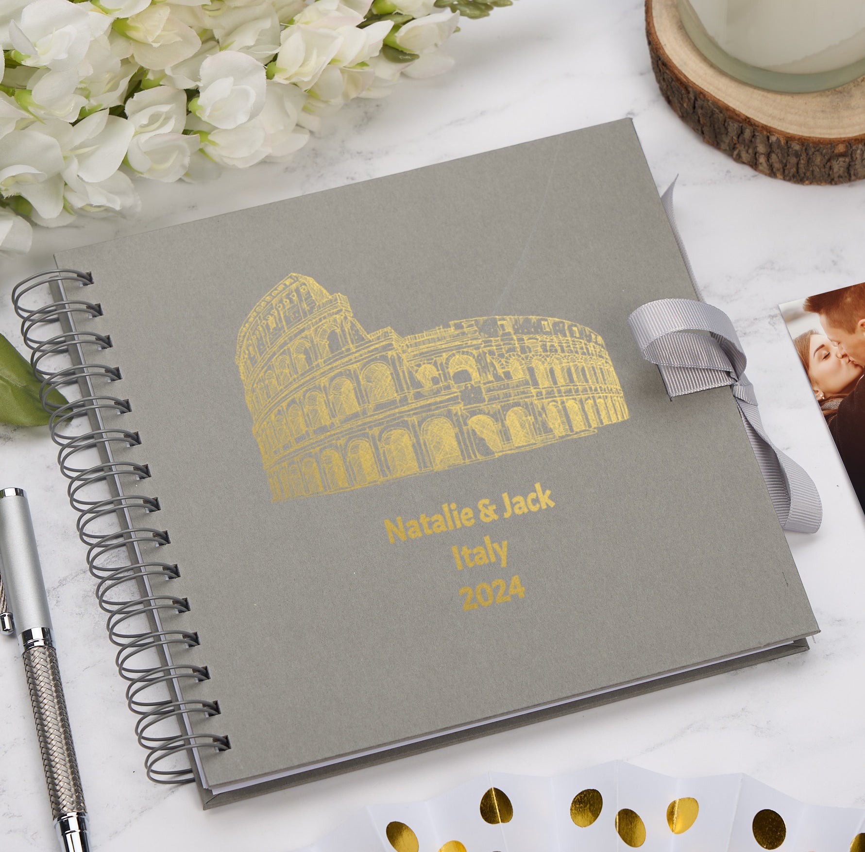 Personalised Italy Keepsake Multiple Colour Scrapbook Photo Album Foil Print