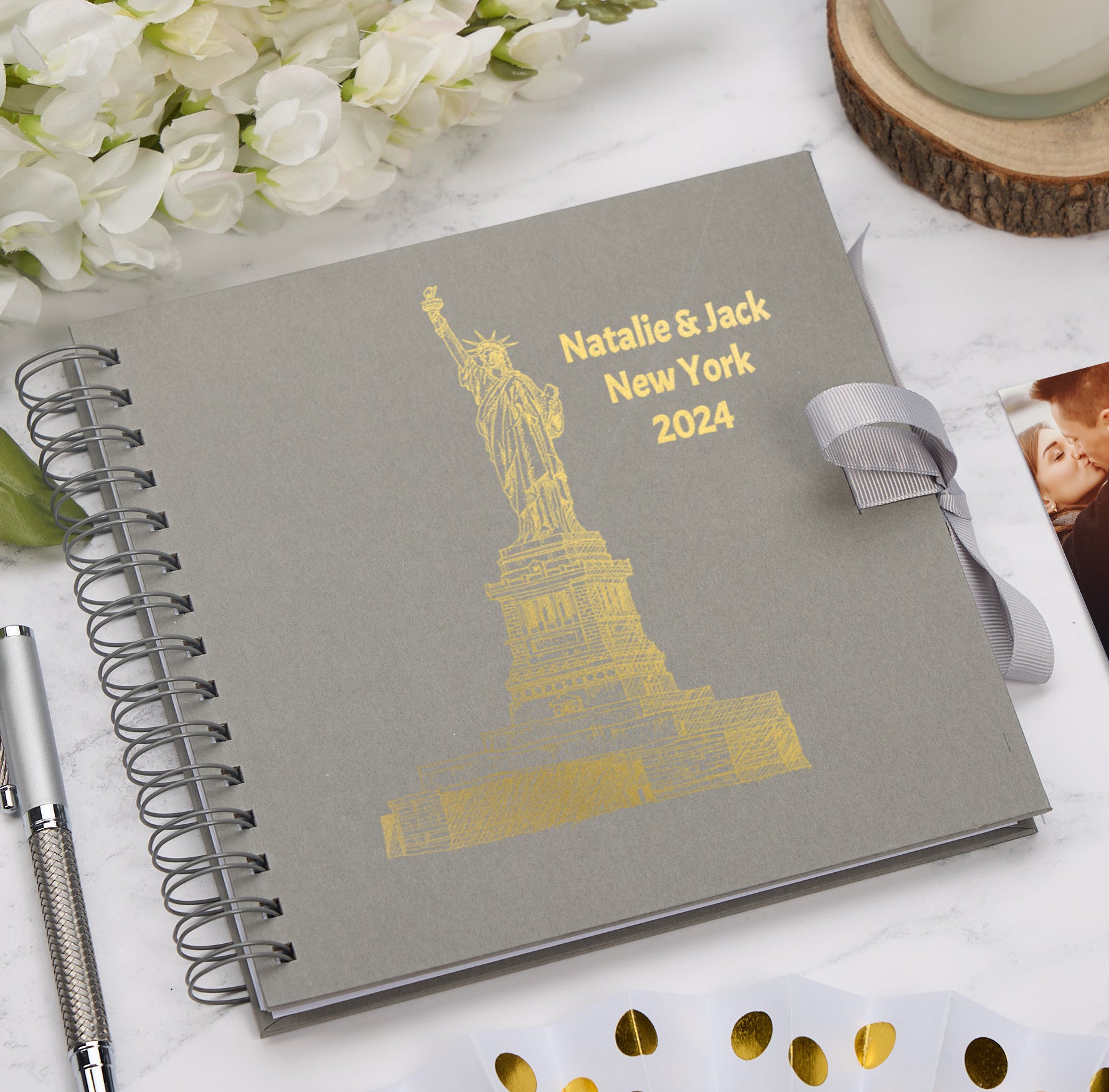 Personalised New York Keepsake Multiple Colour Scrapbook Photo Album Foil Print