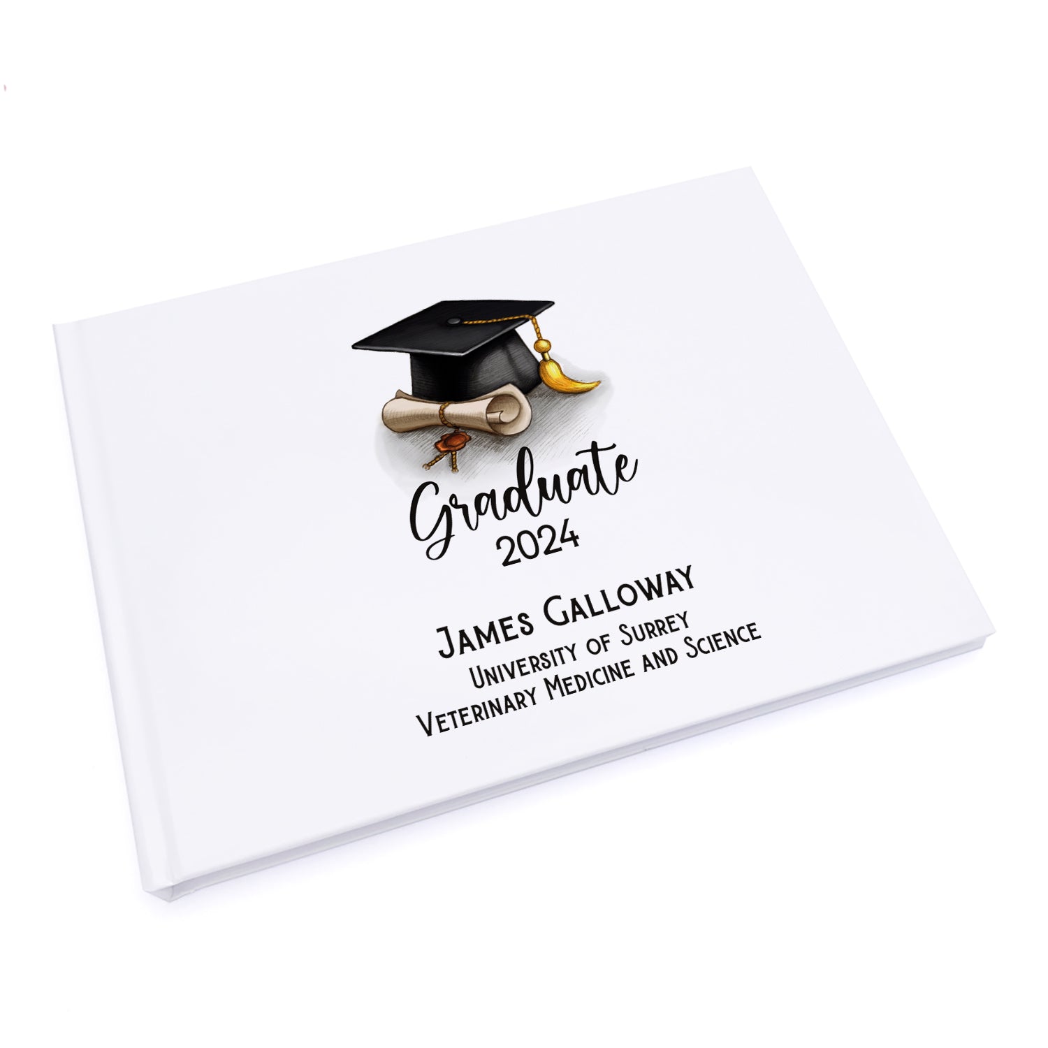 Personalised Graduation Party Guest Book With hat and scroll