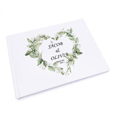 Wedding Guest Book Personalised With Beautiful Floral Heart Theme