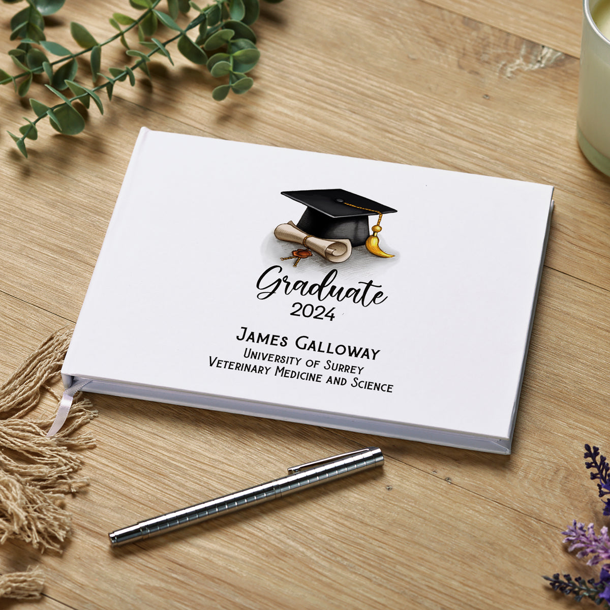 Personalised Graduation Party Guest Book With hat and scroll