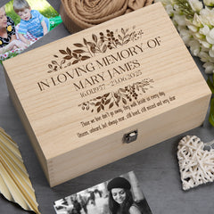 Personalised Wooden Memorial Keepsake Memory Box Remembrance Bereavement Gift Engraved