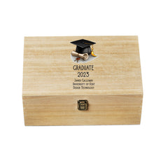 Personalised Large Graduation Wooden Memories Keepsake Box With Hat and Scroll