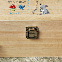 Personalised Large Baby Boy Wooden Keepsake Box Memories With Rabbits