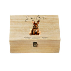 Personalised Large Baby Wooden Memories Keepsake Box Gift With Hare
