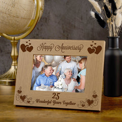 Happy 25th Anniversary Wooden Photo Frame Gift Anniversary Photo Frame ukgiftstoreonline