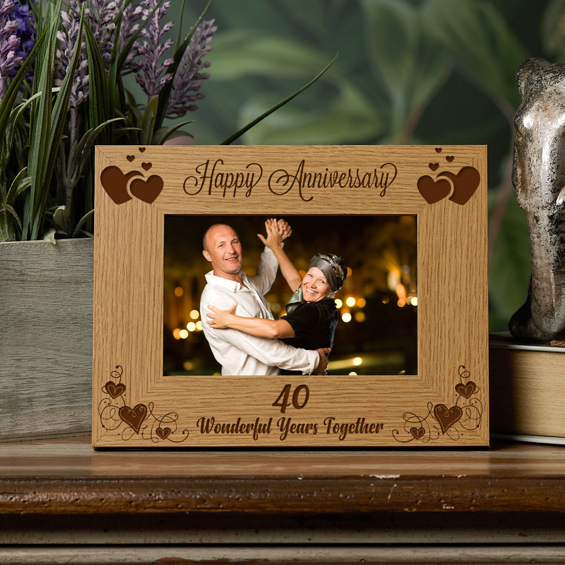 Happy 40th Anniversary Wooden Photo Frame Gift Anniversary Photo Frame ukgiftstoreonline