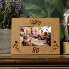 Happy 80th Birthday Wooden Photo Frame Gift Birthday Photo Frame ukgiftstoreonline