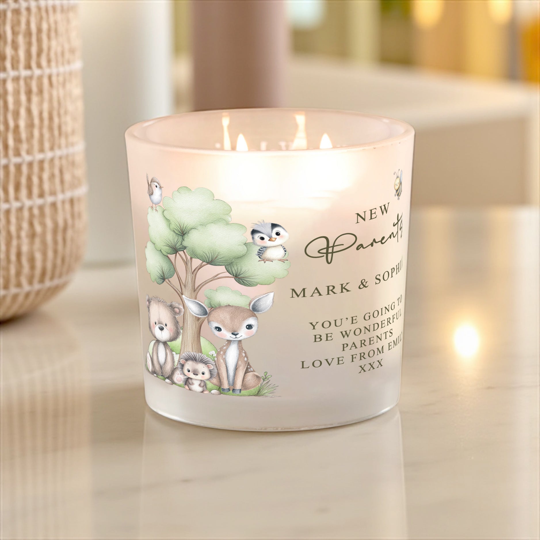 Personalised New Parents Gift Candle With Variety of Scents and Colours personalised Candle Lights ukgiftstoreonline