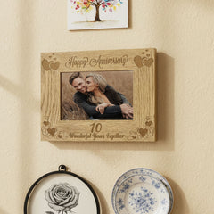 Happy 10th Anniversary Wooden Photo Frame Gift Anniversary Photo Frame ukgiftstoreonline