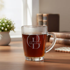 Personalised Engraved Glass Coffee Cup, Tea Cup, Stylish Name and Initial Personalised Birthday Gift ukgiftstoreonline