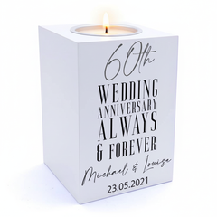Personalised 60th Wedding Anniversary Tea Light Holder Gift